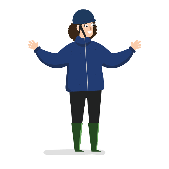 cartoon woman wearing riding gear