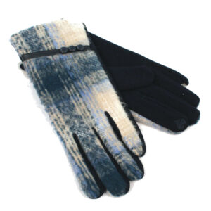 blue checked winter gloves