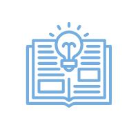 book with lightbulb icon in blue
