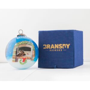 bransby horses limited edition bauble next to a blue box