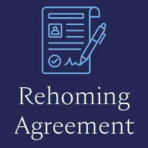 rehoming agreement text on a navy blue background