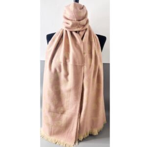 soft pink scarf with pale cream spots