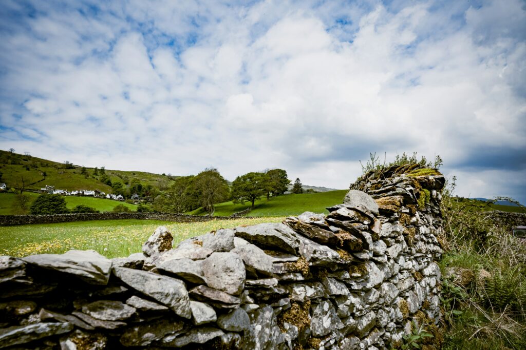 stone wall fencing in the countryside