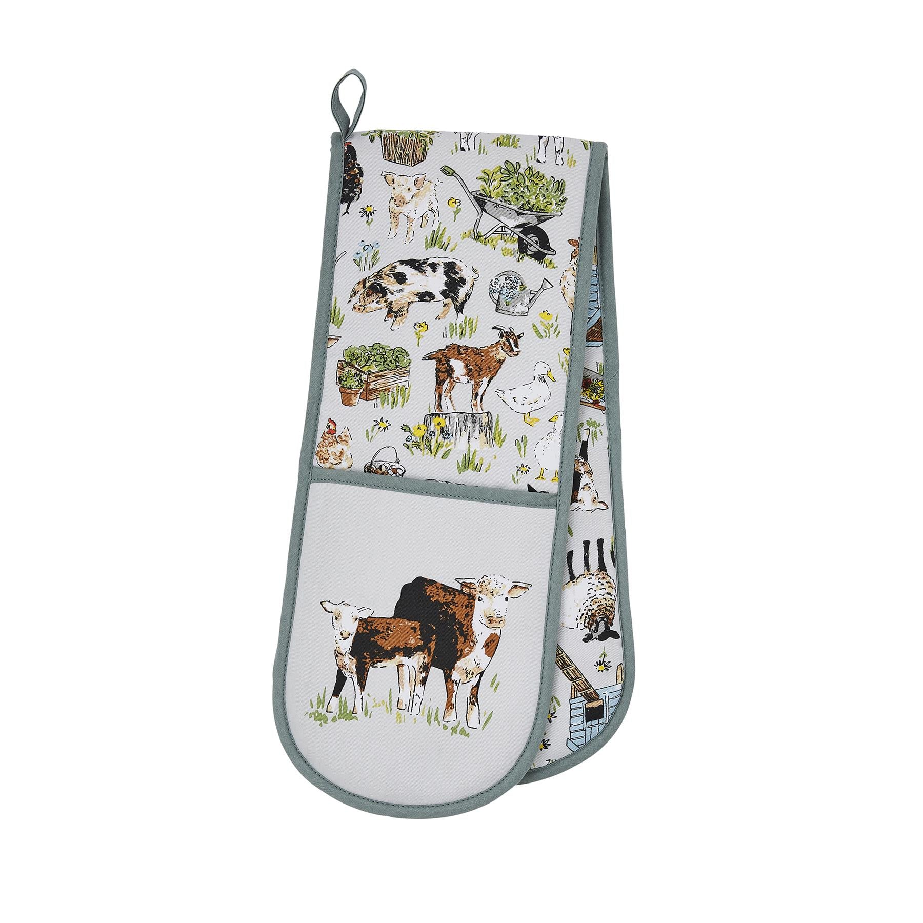 farmyard patterned oven gloves